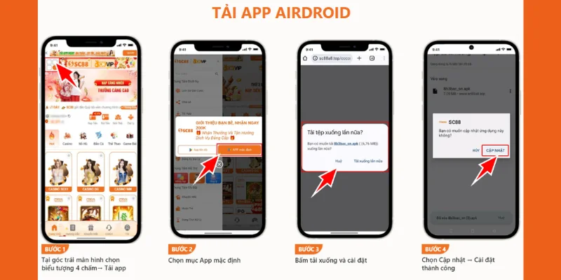 Chi tiết cách tải app SC88 trên điện thoại hệ điều hành Android